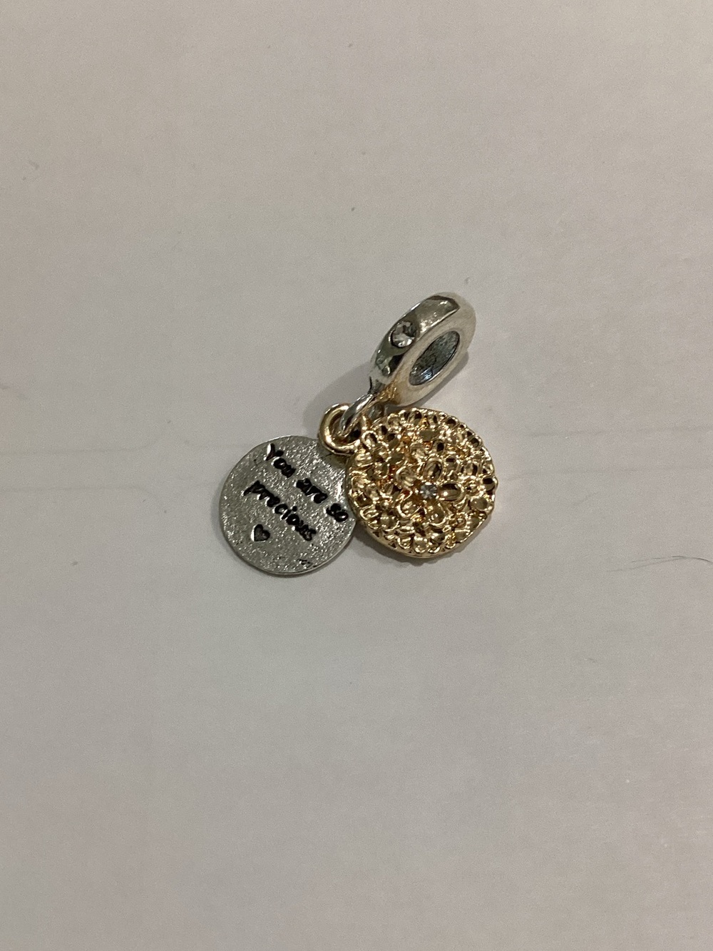 Two-Tone Double Disc Charm Pendant Necklace - Gold & Silver